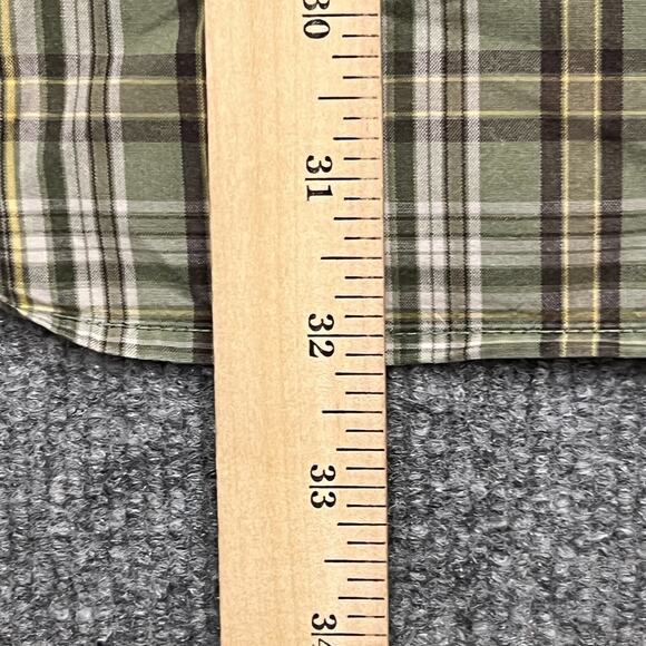 Carhartt Shirt Mens XL Sage Green Cotton Plaid Pleated Short Sleeve Button Down - Picture 9 of 9